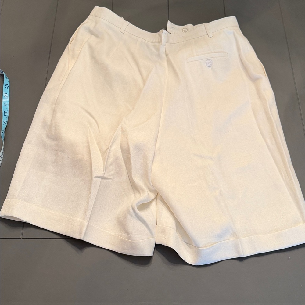 Talbots Linen Neutral cream ivory High Waist Tailored Bermuda Shorts 14 ๐โโฌ - Picture 9 of 14